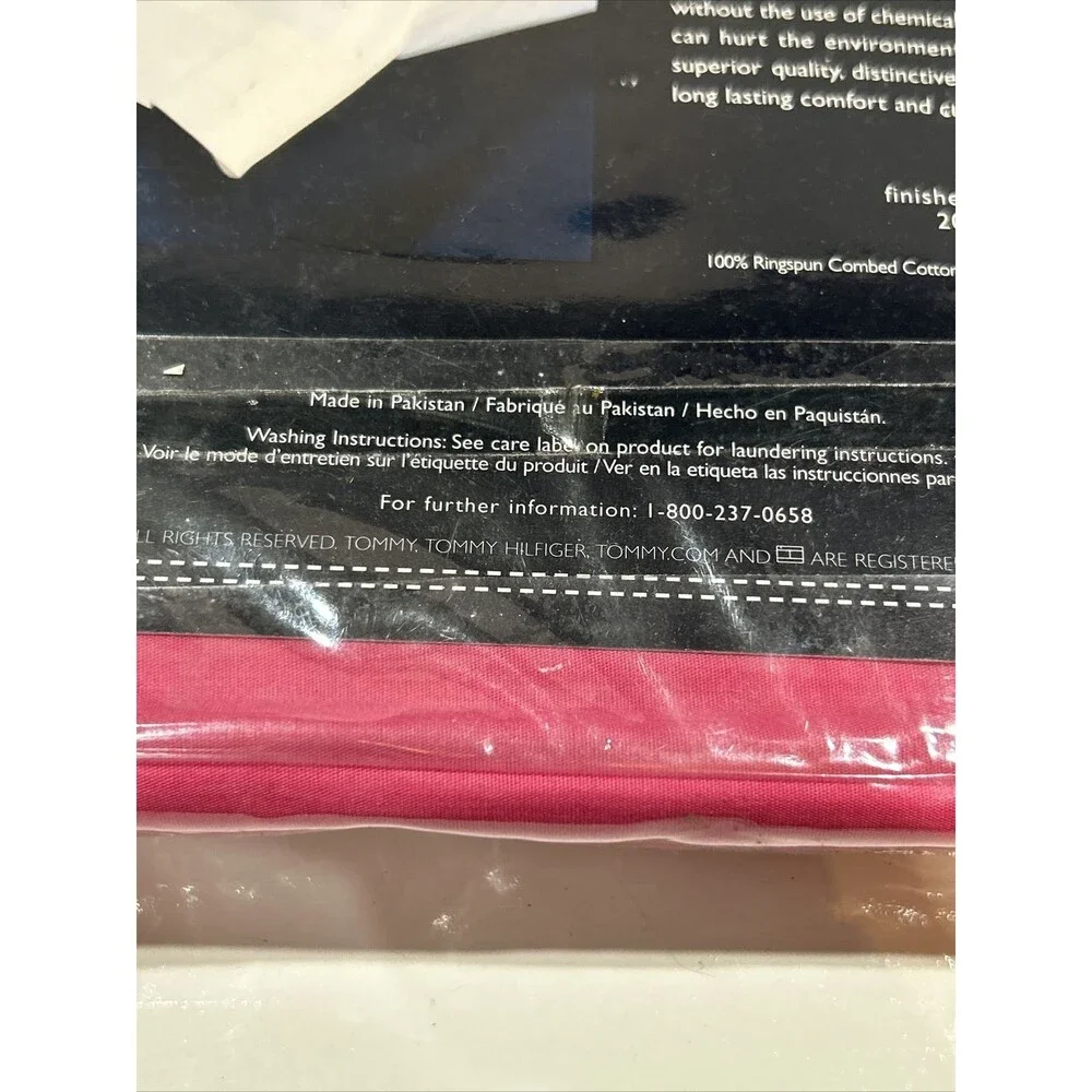 Tommy Hilfiger Blue Full Flat Sheet Pink Tommy 200 Ringspun Combed Cotton